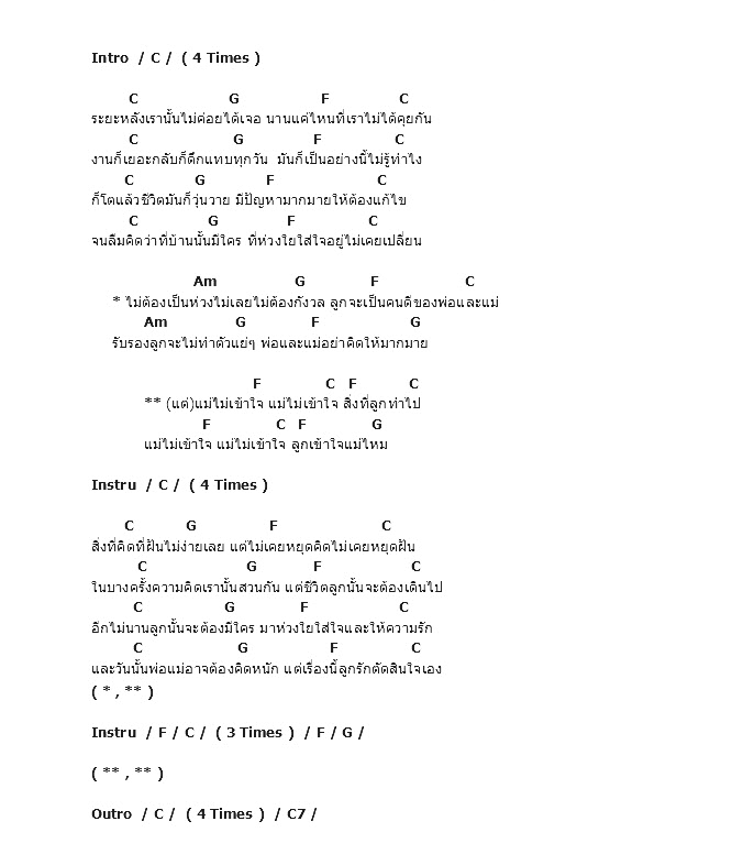 คอร์ดเพลง เนื้อเพลง แม่ไม่เข้าใจ, คอร์ดเพลง แม่ไม่เข้าใจ ของ Lula, คอร์ดเพลงของ Lula, เนื้อร้อง แม่ไม่เข้าใจ Lula, แม่ไม่เข้าใจ คอร์ดง่าย ๆ, คอร์ด แม่ไม่เข้าใจ ต้นฉบับ