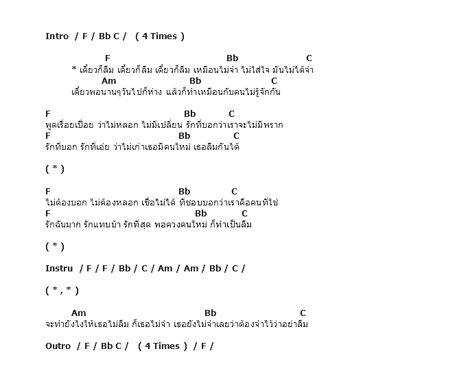 คอร์ดเพลง เนื้อเพลง เดี๋ยวก็ลืม, คอร์ดเพลง เดี๋ยวก็ลืม ของ Paradox, คอร์ดเพลงของ Paradox, เนื้อร้อง เดี๋ยวก็ลืม Paradox, เดี๋ยวก็ลืม คอร์ดง่าย ๆ, คอร์ด เดี๋ยวก็ลืม ต้นฉบับ