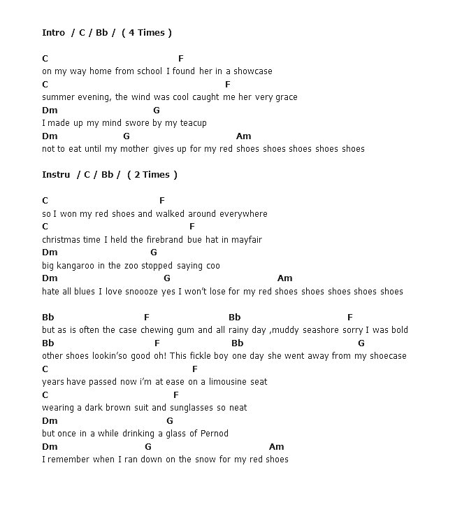 คอร์ดเพลง เนื้อเพลง My Red Shoes Story, คอร์ดเพลง My Red Shoes Story ของ Tattoo Colour, คอร์ดเพลงของ Tattoo Colour, เนื้อร้อง My Red Shoes Story Tattoo Colour, My Red Shoes Story คอร์ดง่าย ๆ, คอร์ด My Red Shoes Story ต้นฉบับ