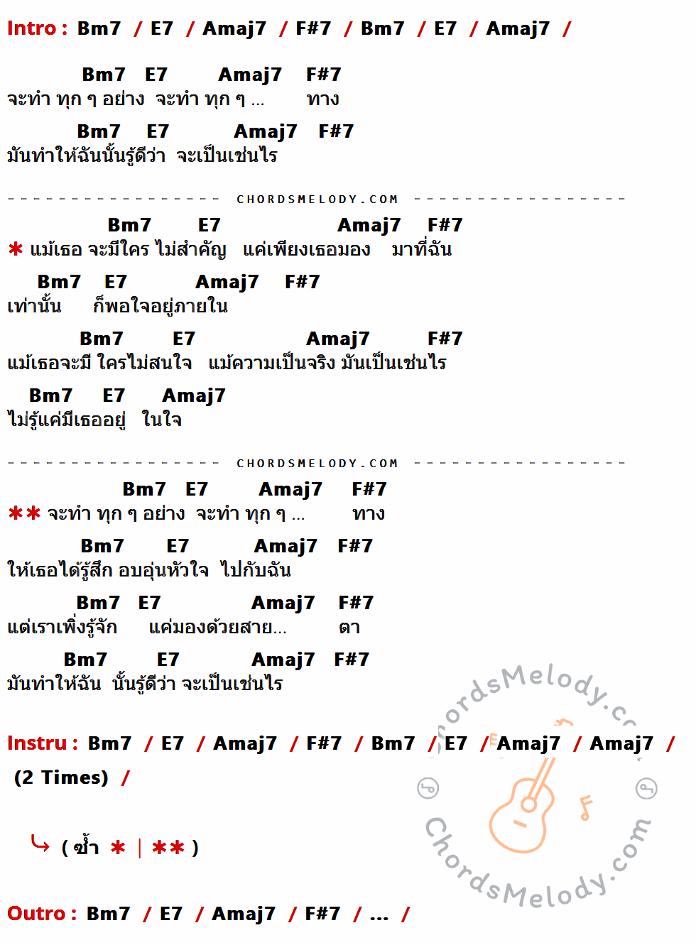 เนื้อเพลง ทุกอย่าง ของ Scrubb ที่มีคอร์ดกีต้าร์ Bm7,E7,Amaj7,F#7