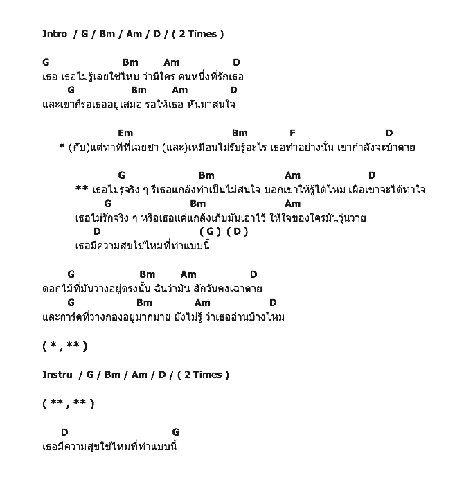 คอร์ดเพลง เนื้อเพลง เธอไม่รู้จริงๆ(หรือเธอแค่ไม่สนใจ), คอร์ดเพลง เธอไม่รู้จริงๆ(หรือเธอแค่ไม่สนใจ) ของ Toon, คอร์ดเพลงของ Toon, เนื้อร้อง เธอไม่รู้จริงๆ(หรือเธอแค่ไม่สนใจ) Toon, เธอไม่รู้จริงๆ(หรือเธอแค่ไม่สนใจ) คอร์ดง่าย ๆ, คอร์ด เธอไม่รู้จริงๆ(หรือเธอแค่ไม่สนใจ) ต้นฉบับ