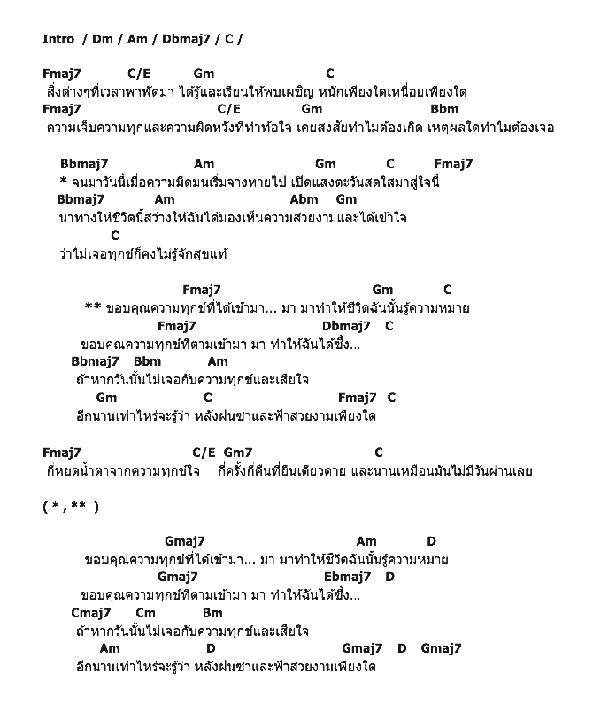 คอร์ดเพลง เนื้อเพลง ขอบคุณ, คอร์ดเพลง ขอบคุณ ของ The Begins, คอร์ดเพลงของ The Begins, เนื้อร้อง ขอบคุณ The Begins, ขอบคุณ คอร์ดง่าย ๆ, คอร์ด ขอบคุณ ต้นฉบับ