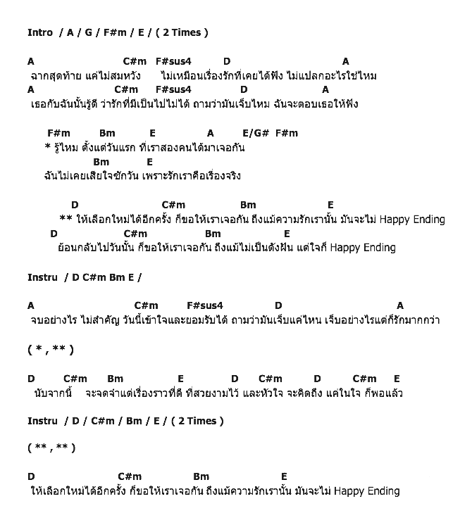 คอร์ดเพลง เนื้อเพลง Happy Ending, คอร์ดเพลง Happy Ending ของ The Begins, คอร์ดเพลงของ The Begins, เนื้อร้อง Happy Ending The Begins, Happy Ending คอร์ดง่าย ๆ, คอร์ด Happy Ending ต้นฉบับ