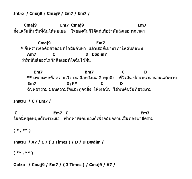 คอร์ดเพลง เนื้อเพลง เพราะเธอ, คอร์ดเพลง เพราะเธอ ของ The Buckets, คอร์ดเพลงของ The Buckets, เนื้อร้อง เพราะเธอ The Buckets, เพราะเธอ คอร์ดง่าย ๆ, คอร์ด เพราะเธอ ต้นฉบับ