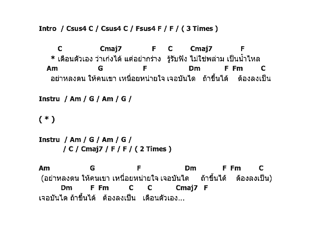คอร์ดเพลง เนื้อเพลง เตือน, คอร์ดเพลง เตือน ของ The Must, คอร์ดเพลงของ The Must, เนื้อร้อง เตือน The Must, เตือน คอร์ดง่าย ๆ, คอร์ด เตือน ต้นฉบับ