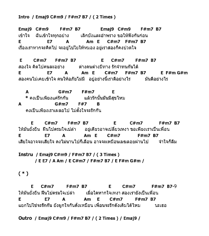 คอร์ดเพลง เนื้อเพลง เข้าใจ, คอร์ดเพลง เข้าใจ ของ Tong & Jennie, คอร์ดเพลงของ Tong & Jennie, เนื้อร้อง เข้าใจ Tong & Jennie, เข้าใจ คอร์ดง่าย ๆ, คอร์ด เข้าใจ ต้นฉบับ