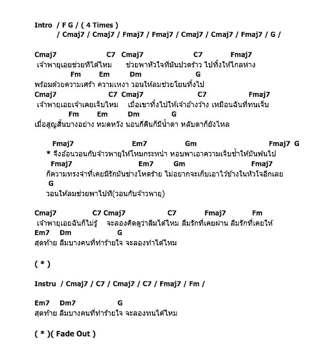 คอร์ดเพลง เนื้อเพลง เจ้าพายุ, คอร์ดเพลง เจ้าพายุ ของ Soul After Six, คอร์ดเพลงของ Soul After Six, เนื้อร้อง เจ้าพายุ Soul After Six, เจ้าพายุ คอร์ดง่าย ๆ, คอร์ด เจ้าพายุ ต้นฉบับ