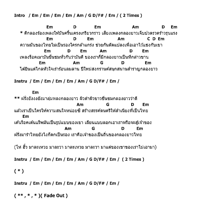 คอร์ดเพลง เนื้อเพลง กลองยาว, คอร์ดเพลง กลองยาว ของ คาราบาว, คอร์ดเพลงของ คาราบาว, เนื้อร้อง กลองยาว คาราบาว, กลองยาว คอร์ดง่าย ๆ, คอร์ด กลองยาว ต้นฉบับ
