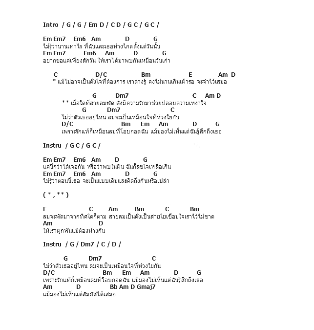คอร์ดเพลง เนื้อเพลง สายลม, คอร์ดเพลง สายลม ของ เจนนิเฟอร์ คิ้ม, คอร์ดเพลงของ เจนนิเฟอร์ คิ้ม, เนื้อร้อง สายลม เจนนิเฟอร์ คิ้ม, สายลม คอร์ดง่าย ๆ, คอร์ด สายลม ต้นฉบับ