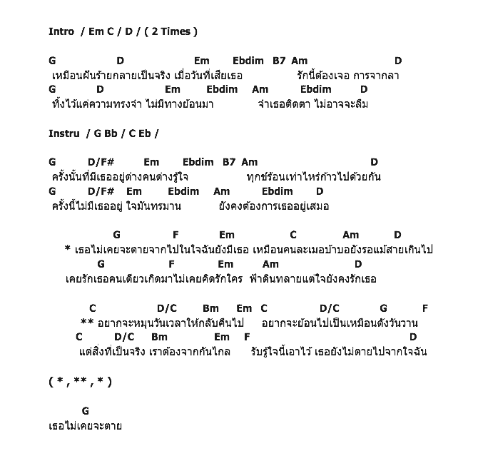 คอร์ดเพลง เนื้อเพลง เธอไม่เคยตาย - Ost.สาปสาง, คอร์ดเพลง เธอไม่เคยตาย - Ost.สาปสาง ของ ขนมจีน กุลมาศ ลิมปวุฒิรานนท์, คอร์ดเพลงของ ขนมจีน กุลมาศ ลิมปวุฒิรานนท์, เนื้อร้อง เธอไม่เคยตาย - Ost.สาปสาง ขนมจีน กุลมาศ ลิมปวุฒิรานนท์, เธอไม่เคยตาย - Ost.สาปสาง คอร์ดง่าย ๆ, คอร์ด เธอไม่เคยตาย - Ost.สาปสาง ต้นฉบับ
