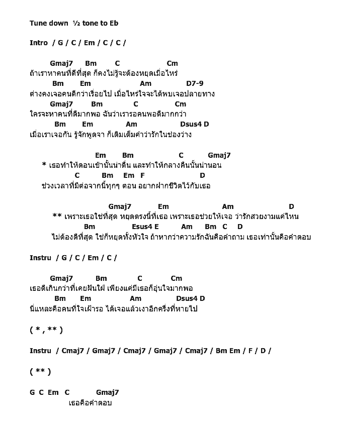 คอร์ดเพลง เนื้อเพลง ใช่ที่สุด หยุดที่เธอ, คอร์ดเพลง ใช่ที่สุด หยุดที่เธอ ของ แก้ม วิชญาณี The Star, คอร์ดเพลงของ แก้ม วิชญาณี The Star, เนื้อร้อง ใช่ที่สุด หยุดที่เธอ แก้ม วิชญาณี The Star, ใช่ที่สุด หยุดที่เธอ คอร์ดง่าย ๆ, คอร์ด ใช่ที่สุด หยุดที่เธอ ต้นฉบับ