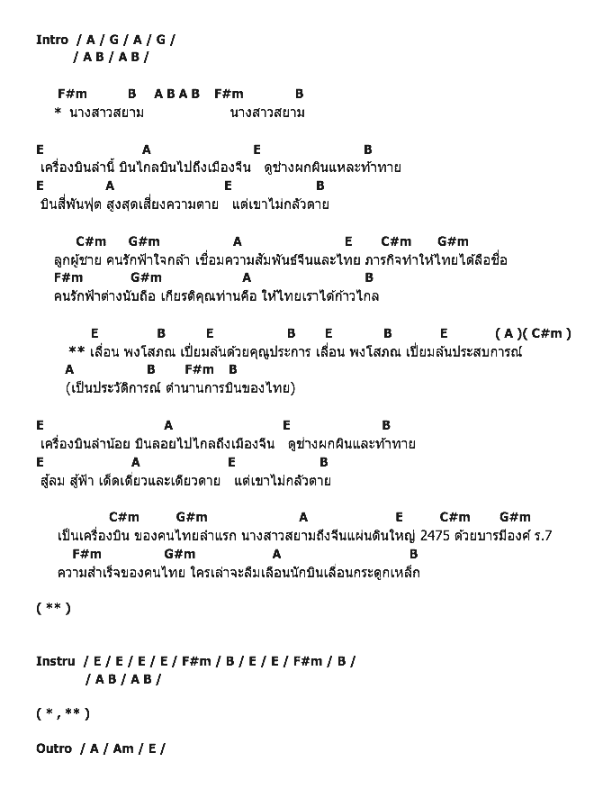 คอร์ดเพลง เนื้อเพลง นางสาวสยาม, คอร์ดเพลง นางสาวสยาม ของ คาราบาว, คอร์ดเพลงของ คาราบาว, เนื้อร้อง นางสาวสยาม คาราบาว, นางสาวสยาม คอร์ดง่าย ๆ, คอร์ด นางสาวสยาม ต้นฉบับ