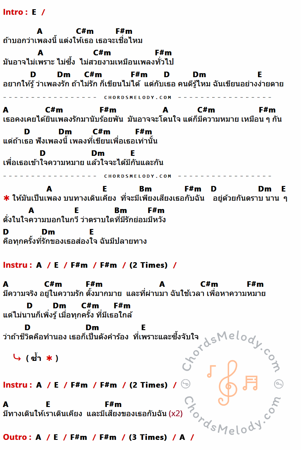 เนื้อเพลง กันและกัน ของ คิว วง Flure สุวีระ บุญรอด ที่มีคอร์ด ในกลุ่มคีย์ E,A,C#m,F#m,D,Dm,Bm ประกอบ