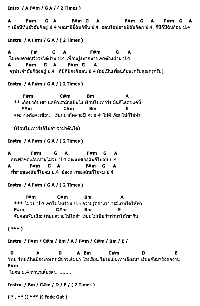 คอร์ดเพลง เนื้อเพลง ป.4 ทำนา, คอร์ดเพลง ป.4 ทำนา ของ คาราบาว, คอร์ดเพลงของ คาราบาว, เนื้อร้อง ป.4 ทำนา คาราบาว, ป.4 ทำนา คอร์ดง่าย ๆ, คอร์ด ป.4 ทำนา ต้นฉบับ