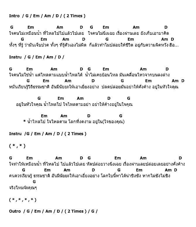 คอร์ดเพลง เนื้อเพลง ใจตามน้ำ, คอร์ดเพลง ใจตามน้ำ ของ คาราบาว, คอร์ดเพลงของ คาราบาว, เนื้อร้อง ใจตามน้ำ คาราบาว, ใจตามน้ำ คอร์ดง่าย ๆ, คอร์ด ใจตามน้ำ ต้นฉบับ