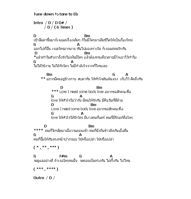 คอร์ดเพลง เนื้อเพลง I Need Somebody Love, คอร์ดเพลง I Need Somebody Love ของ ขอนแก่น, คอร์ดเพลงของ ขอนแก่น, เนื้อร้อง I Need Somebody Love ขอนแก่น, I Need Somebody Love คอร์ดง่าย ๆ, คอร์ด I Need Somebody Love ต้นฉบับ