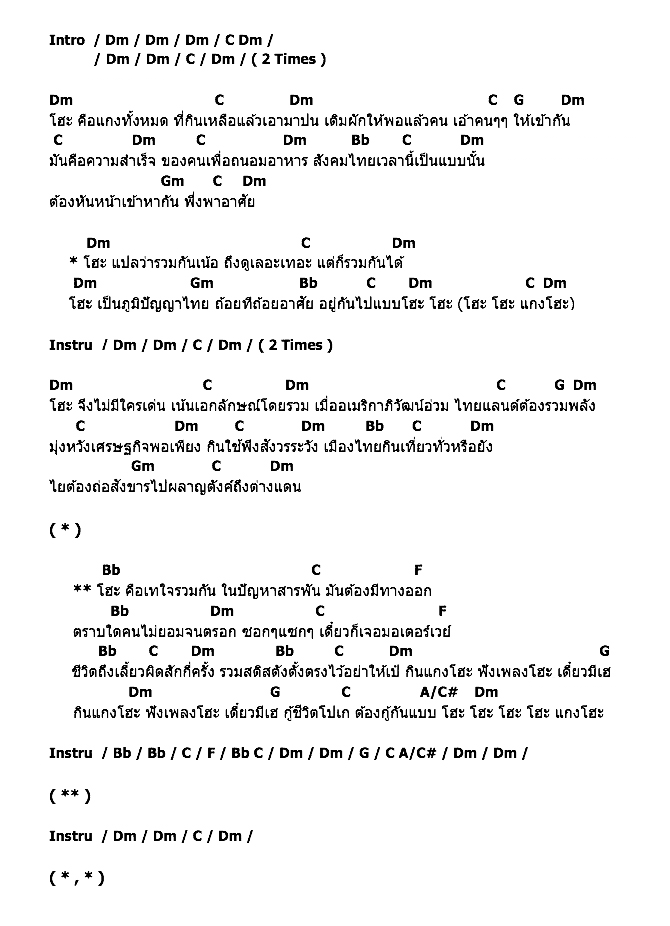 คอร์ดเพลง เนื้อเพลง โฮะ, คอร์ดเพลง โฮะ ของ คาราบาว, คอร์ดเพลงของ คาราบาว, เนื้อร้อง โฮะ คาราบาว, โฮะ คอร์ดง่าย ๆ, คอร์ด โฮะ ต้นฉบับ