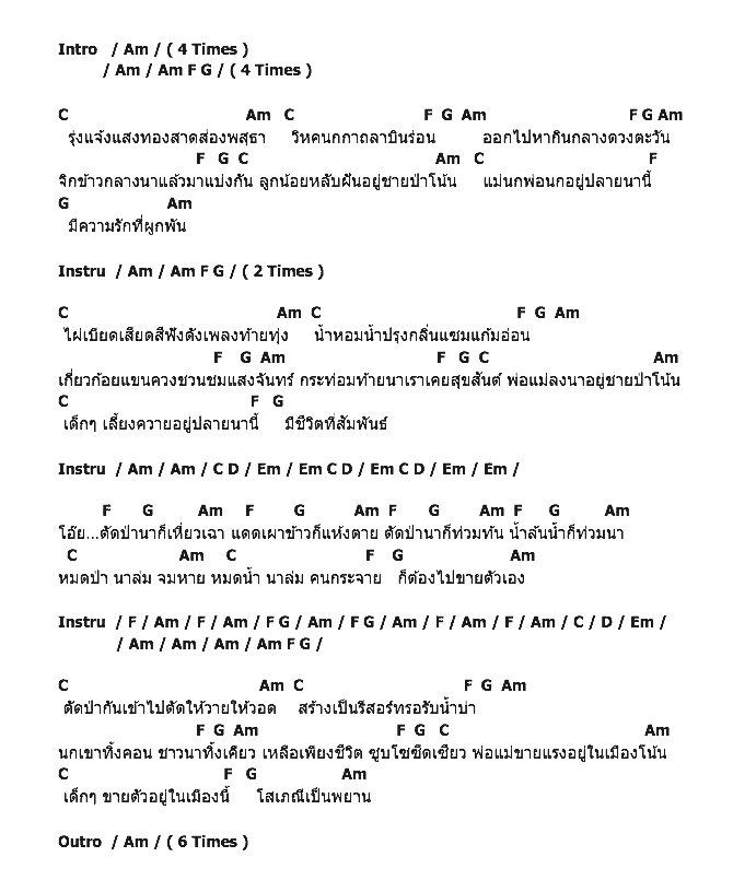 คอร์ดเพลง เนื้อเพลง พยานป่า, คอร์ดเพลง พยานป่า ของ คาราบาว, คอร์ดเพลงของ คาราบาว, เนื้อร้อง พยานป่า คาราบาว, พยานป่า คอร์ดง่าย ๆ, คอร์ด พยานป่า ต้นฉบับ