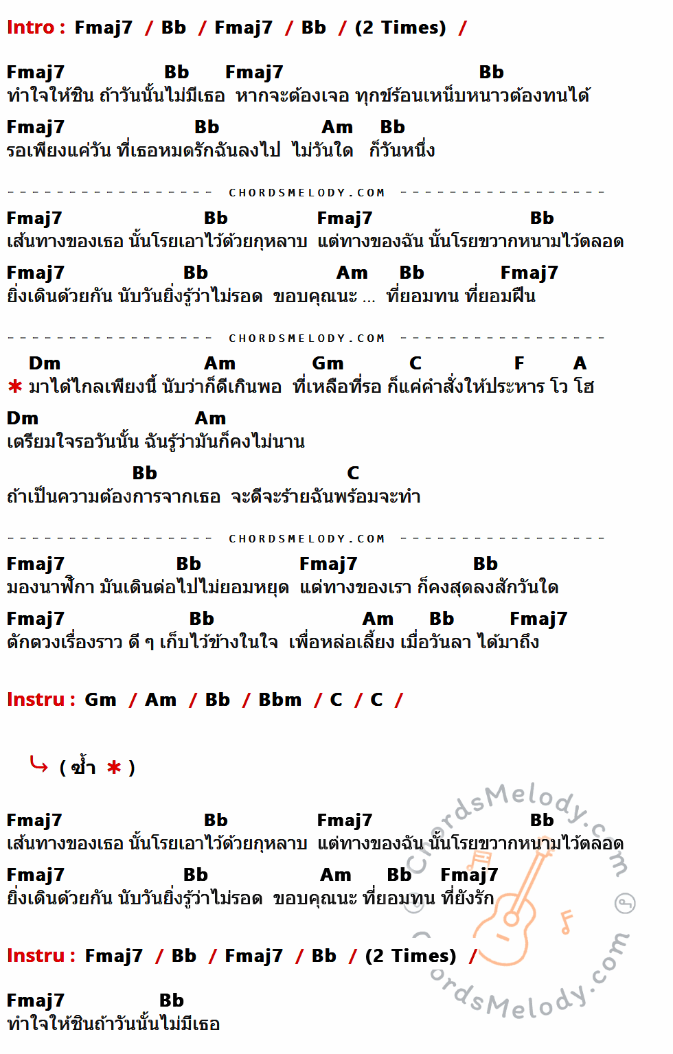 เนื้อเพลง ทำใจให้ชิน ของ กะลา ที่มีคอร์ดกีต้าร์ Fmaj7,Bb,Am,Dm,Gm,C,F,A,Bbm