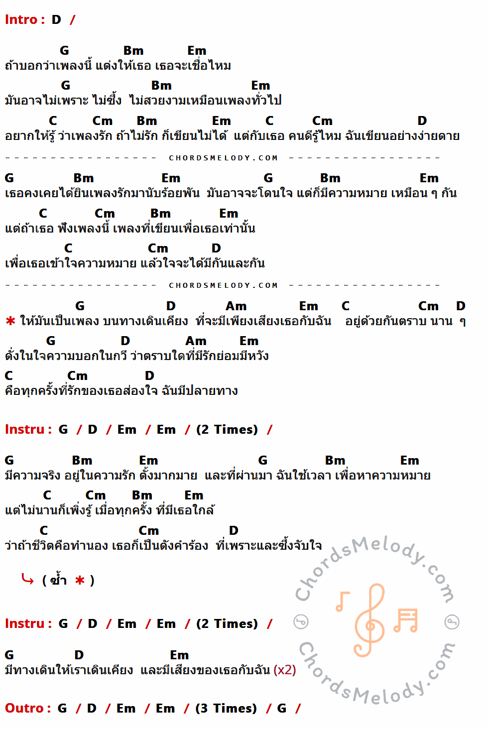 คอร์ดเพลง กันและกัน - คิว วง Flure สุวีระ บุญรอด เนื้อร้อง มีคอร์ดกีต้าร์ ในกลุ่มคีย์ D,G,Bm,Em,C,Cm,Am กำกับ