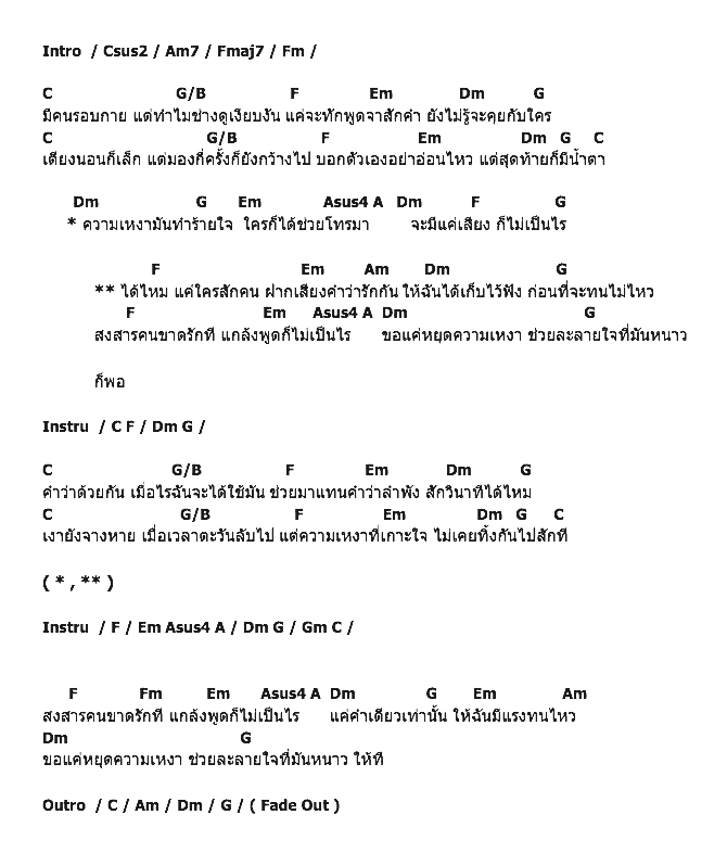 คอร์ดเพลง เนื้อเพลง อยากให้ใครสักคนบอกรัก, คอร์ดเพลง อยากให้ใครสักคนบอกรัก ของ นัท ณัฐชยา, คอร์ดเพลงของ นัท ณัฐชยา, เนื้อร้อง อยากให้ใครสักคนบอกรัก นัท ณัฐชยา, อยากให้ใครสักคนบอกรัก คอร์ดง่าย ๆ, คอร์ด อยากให้ใครสักคนบอกรัก ต้นฉบับ
