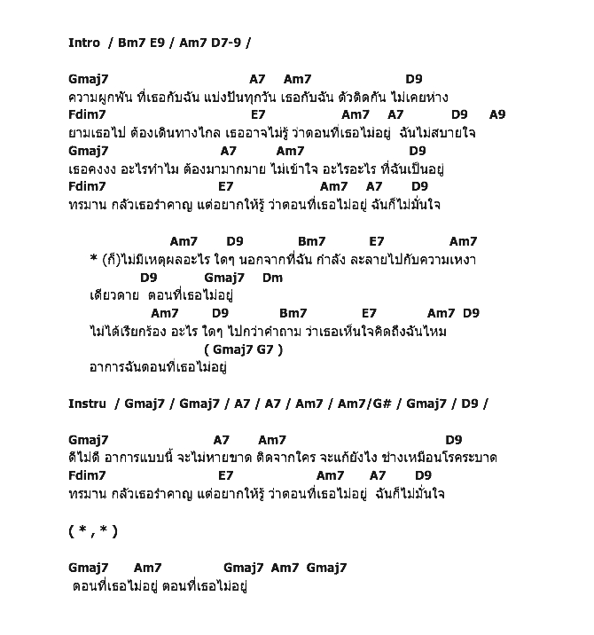 คอร์ดเพลง เนื้อเพลง ตอนที่เธอไม่อยู่, คอร์ดเพลง ตอนที่เธอไม่อยู่ ของ บอล จารุลักษณ์, คอร์ดเพลงของ บอล จารุลักษณ์, เนื้อร้อง ตอนที่เธอไม่อยู่ บอล จารุลักษณ์, ตอนที่เธอไม่อยู่ คอร์ดง่าย ๆ, คอร์ด ตอนที่เธอไม่อยู่ ต้นฉบับ