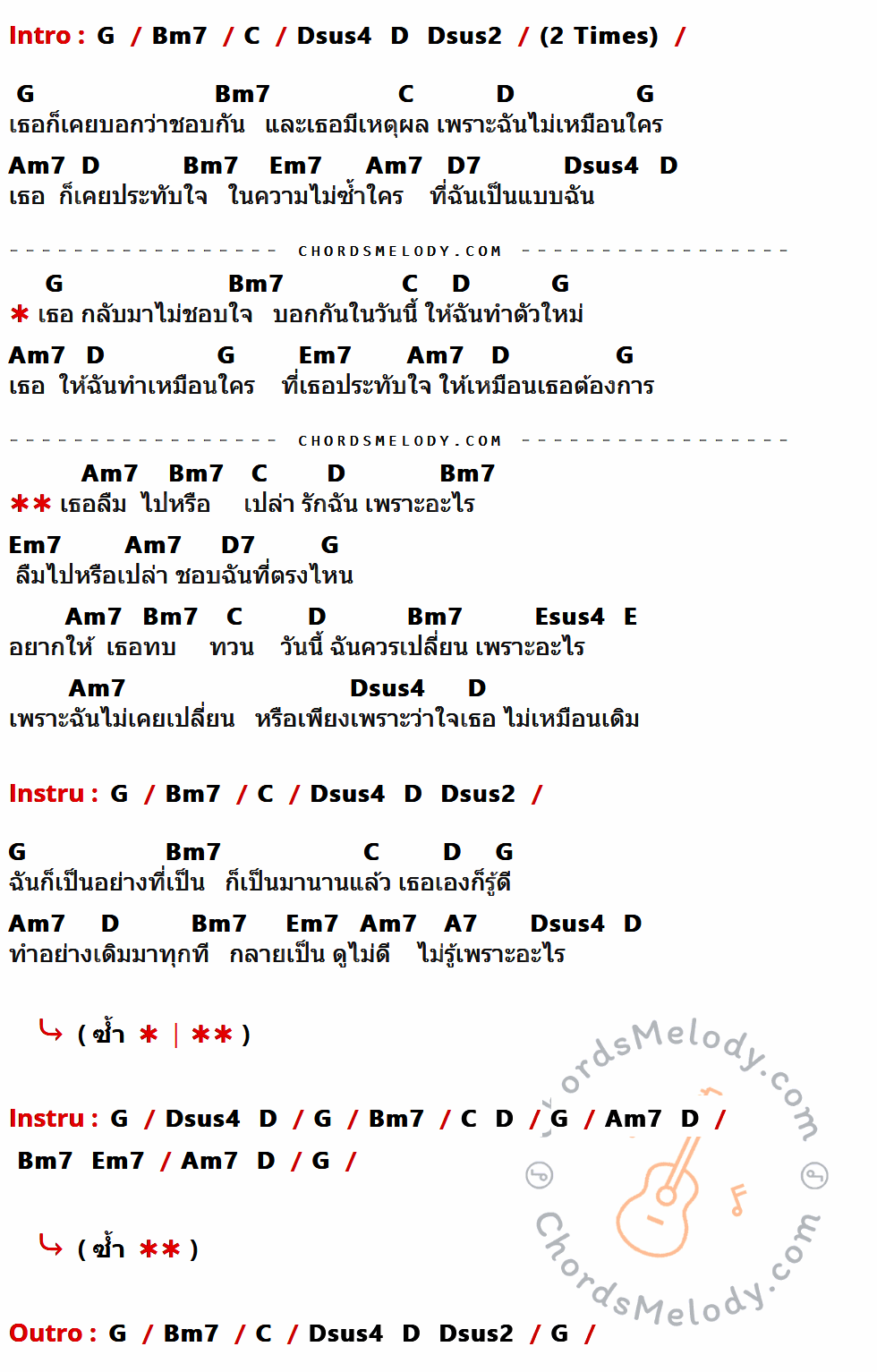 เนื้อเพลง ลืมไปหรือเปล่า (Acoustic V.) ของ ซาร่า นุศรา ผุงประเสริฐ ที่มีคอร์ดกีต้าร์ G,Bm7,C,Dsus4,D,Dsus2,Am7,Em7,D7,Esus4,E,A7