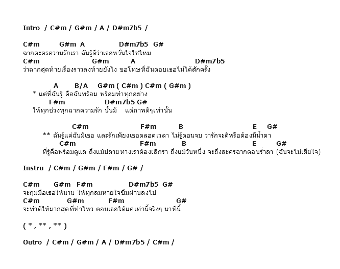 คอร์ดเพลง เนื้อเพลง ละครรัก, คอร์ดเพลง ละครรัก ของ บี้ The Star, คอร์ดเพลงของ บี้ The Star, เนื้อร้อง ละครรัก บี้ The Star, ละครรัก คอร์ดง่าย ๆ, คอร์ด ละครรัก ต้นฉบับ
