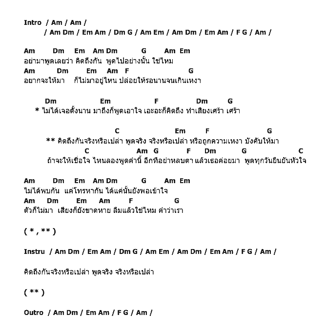 คอร์ดเพลง เนื้อเพลง คิดถึงกันจริงหรือเปล่า, คอร์ดเพลง คิดถึงกันจริงหรือเปล่า ของ รัชนก ศรีโลพันธุ์, คอร์ดเพลงของ รัชนก ศรีโลพันธุ์, เนื้อร้อง คิดถึงกันจริงหรือเปล่า รัชนก ศรีโลพันธุ์, คิดถึงกันจริงหรือเปล่า คอร์ดง่าย ๆ, คอร์ด คิดถึงกันจริงหรือเปล่า ต้นฉบับ