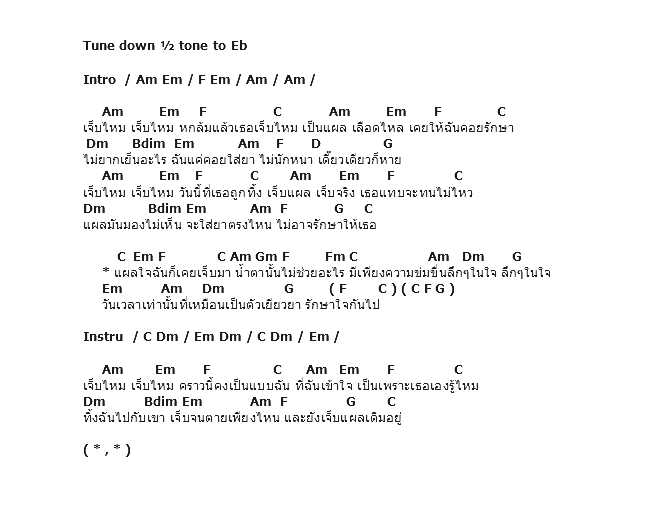 คอร์ดเพลง เนื้อเพลง เจ็บไหม, คอร์ดเพลง เจ็บไหม ของ พั้นช์, คอร์ดเพลงของ พั้นช์, เนื้อร้อง เจ็บไหม พั้นช์, เจ็บไหม คอร์ดง่าย ๆ, คอร์ด เจ็บไหม ต้นฉบับ