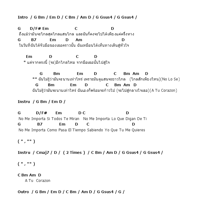 คอร์ดเพลง เนื้อเพลง A Tu Corazon สู่กลางใจเธอ, คอร์ดเพลง A Tu Corazon สู่กลางใจเธอ ของ โรส ศิรินทิพย์, คอร์ดเพลงของ โรส ศิรินทิพย์, เนื้อร้อง A Tu Corazon สู่กลางใจเธอ โรส ศิรินทิพย์, A Tu Corazon สู่กลางใจเธอ คอร์ดง่าย ๆ, คอร์ด A Tu Corazon สู่กลางใจเธอ ต้นฉบับ
