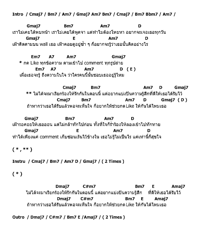 คอร์ดเพลง เนื้อเพลง แอบ Like, คอร์ดเพลง แอบ Like ของ สราญรมย์แบน, คอร์ดเพลงของ สราญรมย์แบน, เนื้อร้อง แอบ Like สราญรมย์แบน, แอบ Like คอร์ดง่าย ๆ, คอร์ด แอบ Like ต้นฉบับ