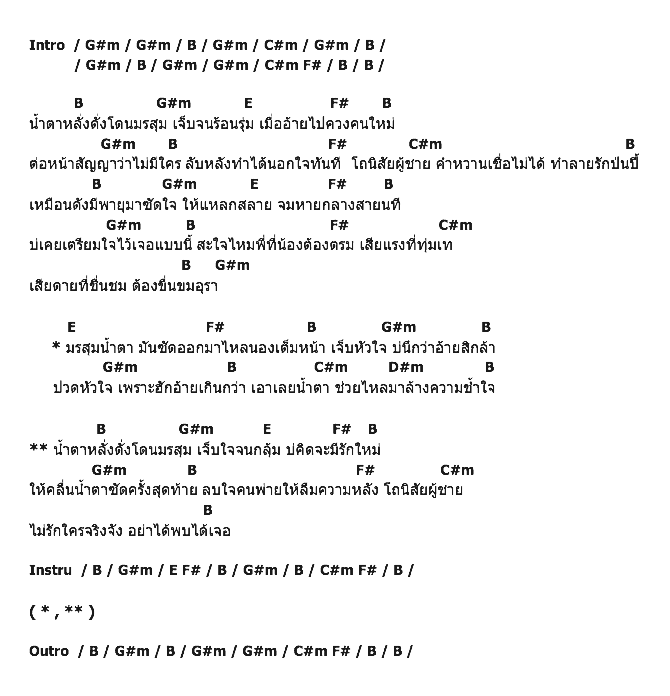 คอร์ดเพลง เนื้อเพลง มรสุมน้ำตา, คอร์ดเพลง มรสุมน้ำตา ของ เปรม อาร์ สยาม, คอร์ดเพลงของ เปรม อาร์ สยาม, เนื้อร้อง มรสุมน้ำตา เปรม อาร์ สยาม, มรสุมน้ำตา คอร์ดง่าย ๆ, คอร์ด มรสุมน้ำตา ต้นฉบับ