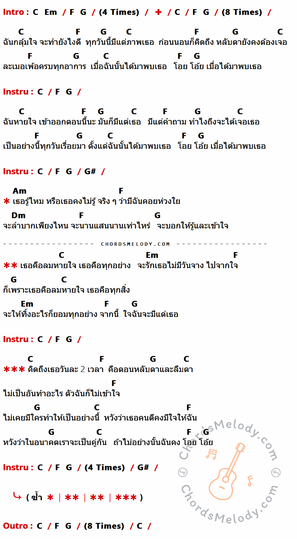 เนื้อเพลง ลมหายใจ ของ เล็ก ทีโบน Feat.อุ๋ย Budda Bless ที่มีคอร์ด ในกลุ่มคีย์ C,Em,F,G,G#,Am,Dm ประกอบ