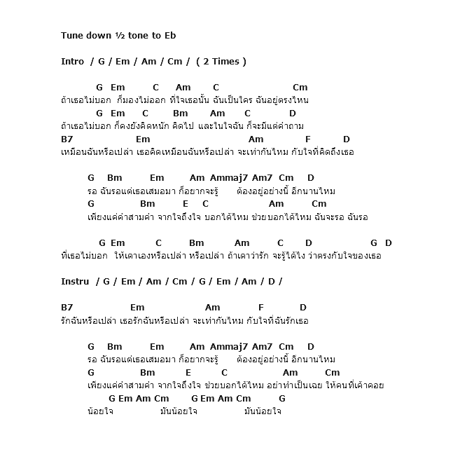 คอร์ดเพลง เนื้อเพลง ถ้าเธอไม่บอก, คอร์ดเพลง ถ้าเธอไม่บอก ของ แมว จิระศักดิ์, คอร์ดเพลงของ แมว จิระศักดิ์, เนื้อร้อง ถ้าเธอไม่บอก แมว จิระศักดิ์, ถ้าเธอไม่บอก คอร์ดง่าย ๆ, คอร์ด ถ้าเธอไม่บอก ต้นฉบับ