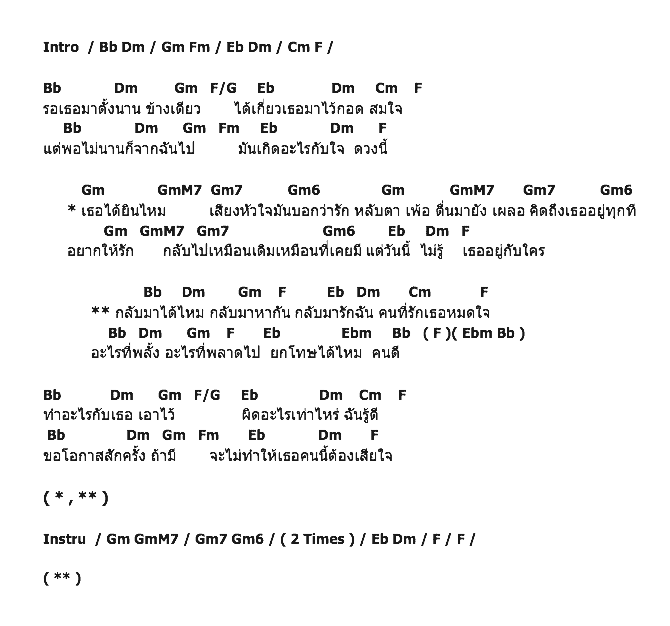 คอร์ดเพลง เนื้อเพลง กลับมาได้ไหม, คอร์ดเพลง กลับมาได้ไหม ของ ไอซ์ ศรัณยู, คอร์ดเพลงของ ไอซ์ ศรัณยู, เนื้อร้อง กลับมาได้ไหม ไอซ์ ศรัณยู, กลับมาได้ไหม คอร์ดง่าย ๆ, คอร์ด กลับมาได้ไหม ต้นฉบับ