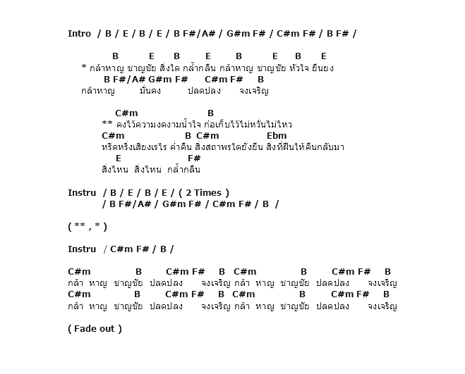 คอร์ดเพลง เนื้อเพลง กล้าหาญชาญชัย, คอร์ดเพลง กล้าหาญชาญชัย ของ อัสนี วสันต์, คอร์ดเพลงของ อัสนี วสันต์, เนื้อร้อง กล้าหาญชาญชัย อัสนี วสันต์, กล้าหาญชาญชัย คอร์ดง่าย ๆ, คอร์ด กล้าหาญชาญชัย ต้นฉบับ