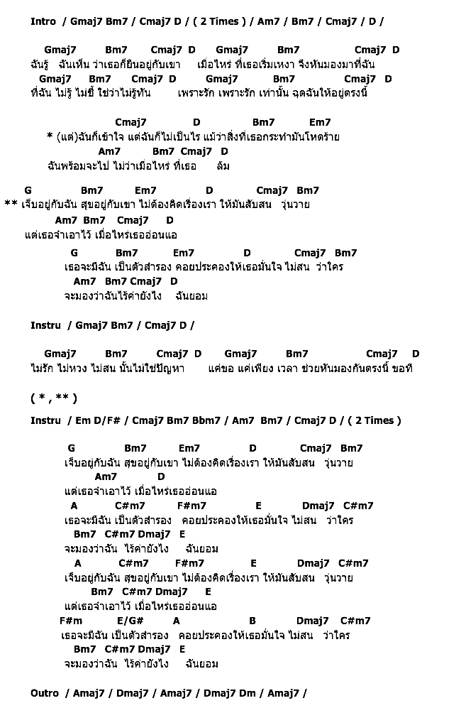 คอร์ดเพลง เนื้อเพลง ตัวสำรอง, คอร์ดเพลง ตัวสำรอง ของ อ๊อฟ ปองศักดิ์, คอร์ดเพลงของ อ๊อฟ ปองศักดิ์, เนื้อร้อง ตัวสำรอง อ๊อฟ ปองศักดิ์, ตัวสำรอง คอร์ดง่าย ๆ, คอร์ด ตัวสำรอง ต้นฉบับ
