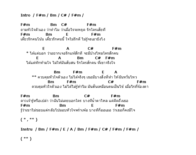 คอร์ดเพลง เนื้อเพลง ควบคุมหัวใจตัวเองไม่ได้, คอร์ดเพลง ควบคุมหัวใจตัวเองไม่ได้ ของ เสก Loso, คอร์ดเพลงของ เสก Loso, เนื้อร้อง ควบคุมหัวใจตัวเองไม่ได้ เสก Loso, ควบคุมหัวใจตัวเองไม่ได้ คอร์ดง่าย ๆ, คอร์ด ควบคุมหัวใจตัวเองไม่ได้ ต้นฉบับ