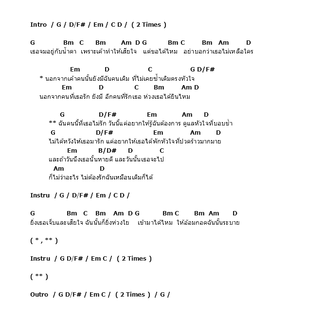 คอร์ดเพลง เนื้อเพลง คนที่เธอไม่รัก, คอร์ดเพลง คนที่เธอไม่รัก ของ เอ็ม อรรถพล, คอร์ดเพลงของ เอ็ม อรรถพล, เนื้อร้อง คนที่เธอไม่รัก เอ็ม อรรถพล, คนที่เธอไม่รัก คอร์ดง่าย ๆ, คอร์ด คนที่เธอไม่รัก ต้นฉบับ