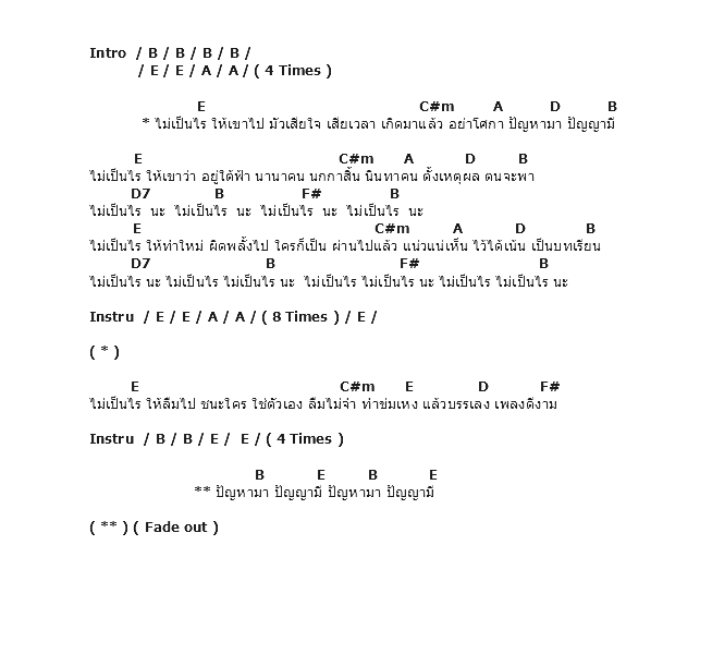คอร์ดเพลง เนื้อเพลง ไม่เป็นไร, คอร์ดเพลง ไม่เป็นไร ของ อัสนี วสันต์, คอร์ดเพลงของ อัสนี วสันต์, เนื้อร้อง ไม่เป็นไร อัสนี วสันต์, ไม่เป็นไร คอร์ดง่าย ๆ, คอร์ด ไม่เป็นไร ต้นฉบับ