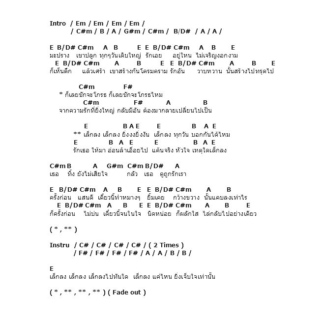 คอร์ดเพลง เนื้อเพลง เล็กลง, คอร์ดเพลง เล็กลง ของ อัสนี วสันต์, คอร์ดเพลงของ อัสนี วสันต์, เนื้อร้อง เล็กลง อัสนี วสันต์, เล็กลง คอร์ดง่าย ๆ, คอร์ด เล็กลง ต้นฉบับ