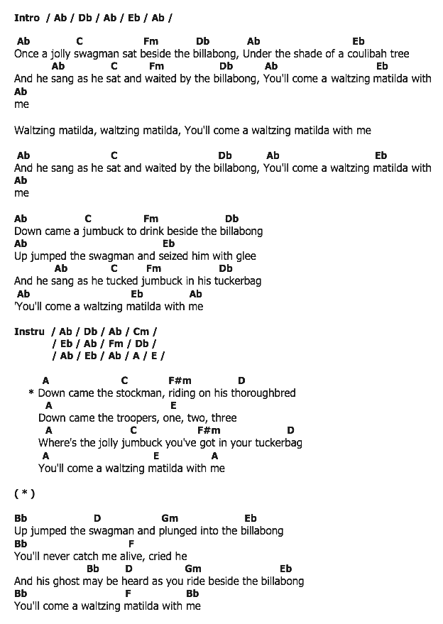 คอร์ดเพลง เนื้อเพลง Waltzing Matilda, คอร์ดเพลง Waltzing Matilda ของ Jimmie Rodgers, คอร์ดเพลงของ Jimmie Rodgers, เนื้อร้อง Waltzing Matilda Jimmie Rodgers, Waltzing Matilda คอร์ดง่าย ๆ, คอร์ด Waltzing Matilda ต้นฉบับ