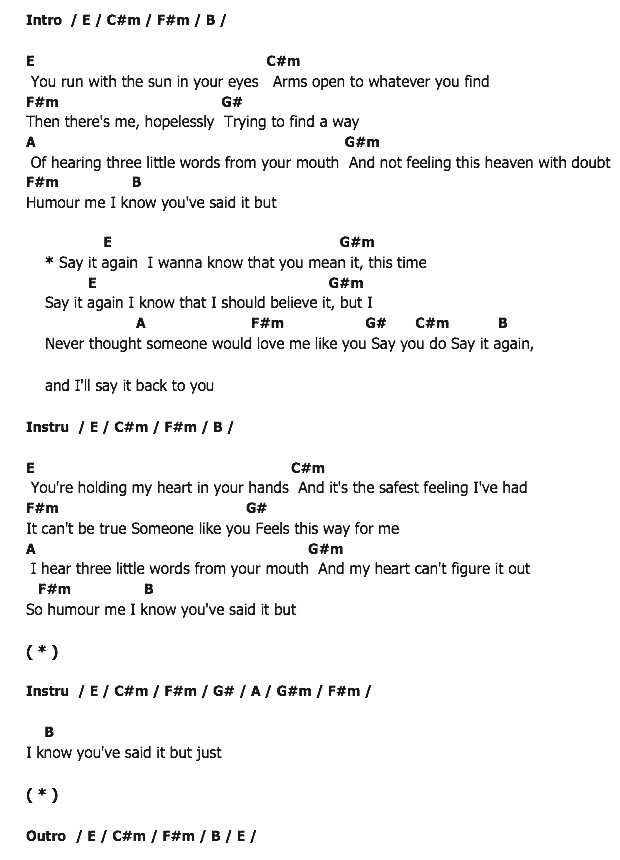 คอร์ดเพลง เนื้อเพลง Say It Again, คอร์ดเพลง Say It Again ของ Frances, คอร์ดเพลงของ Frances, เนื้อร้อง Say It Again Frances, Say It Again คอร์ดง่าย ๆ, คอร์ด Say It Again ต้นฉบับ
