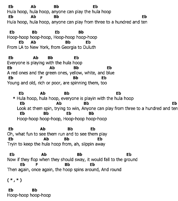 คอร์ดเพลง เนื้อเพลง The Hula Hoop Song, คอร์ดเพลง The Hula Hoop Song ของ Georgia Gibbs, คอร์ดเพลงของ Georgia Gibbs, เนื้อร้อง The Hula Hoop Song Georgia Gibbs, The Hula Hoop Song คอร์ดง่าย ๆ, คอร์ด The Hula Hoop Song ต้นฉบับ