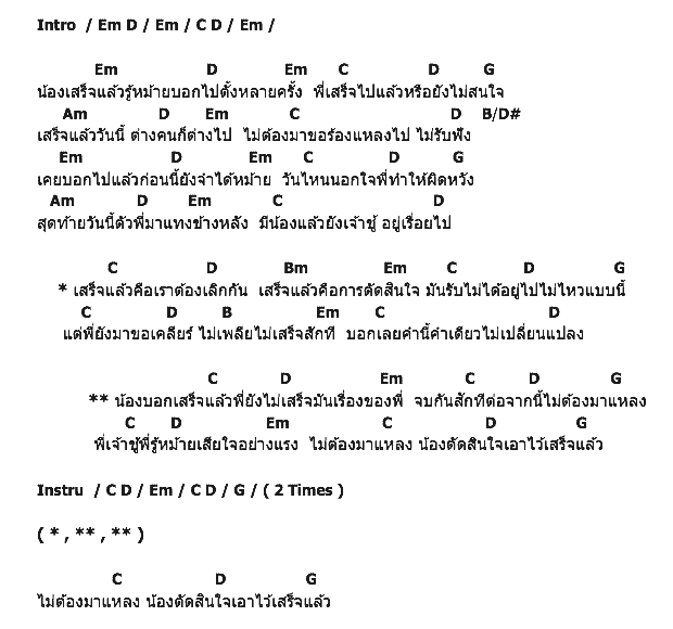 คอร์ดเพลง เนื้อเพลง น้องเสร็จไปแล้ว, คอร์ดเพลง น้องเสร็จไปแล้ว ของ น้องเจนนี่, คอร์ดเพลงของ น้องเจนนี่, เนื้อร้อง น้องเสร็จไปแล้ว น้องเจนนี่, น้องเสร็จไปแล้ว คอร์ดง่าย ๆ, คอร์ด น้องเสร็จไปแล้ว ต้นฉบับ