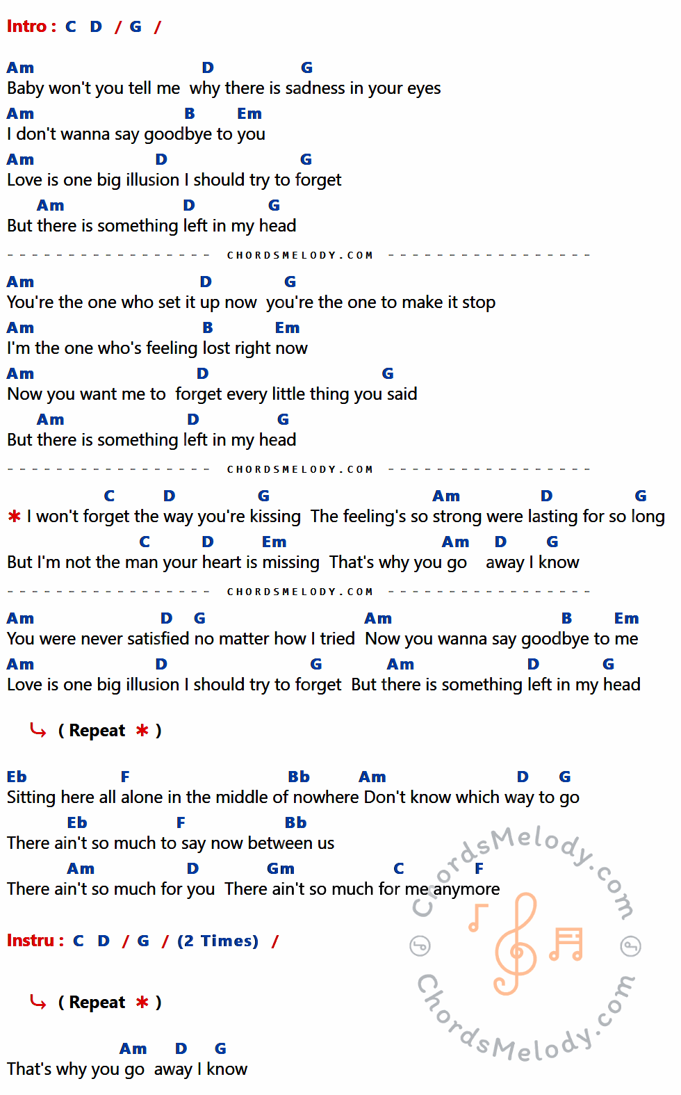 เนื้อเพลง That's Why (You Go Away) ของ Michael Learns To Rock ที่มีคอร์ดกีต้าร์ C,D,G,Am,B,Em,Eb,F,Bb,Gm