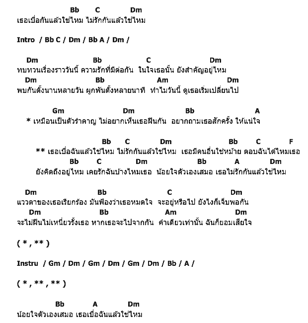 คอร์ดเพลง เนื้อเพลง เบื่อแล้วใช่ไหม, คอร์ดเพลง เบื่อแล้วใช่ไหม ของ กันย์ ธารา, คอร์ดเพลงของ กันย์ ธารา, เนื้อร้อง เบื่อแล้วใช่ไหม กันย์ ธารา, เบื่อแล้วใช่ไหม คอร์ดง่าย ๆ, คอร์ด เบื่อแล้วใช่ไหม ต้นฉบับ