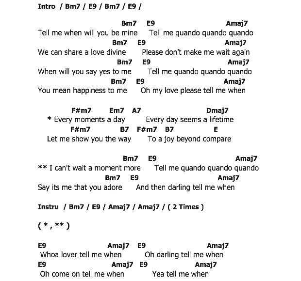 คอร์ดเพลง เนื้อเพลง Quando Quando Quando, คอร์ดเพลง Quando Quando Quando ของ Michael Buble, คอร์ดเพลงของ Michael Buble, เนื้อร้อง Quando Quando Quando Michael Buble, Quando Quando Quando คอร์ดง่าย ๆ, คอร์ด Quando Quando Quando ต้นฉบับ