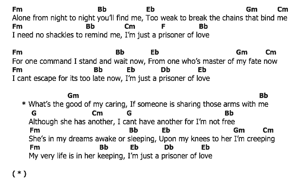 คอร์ดเพลง เนื้อเพลง Prisoner Of Love, คอร์ดเพลง Prisoner Of Love ของ Perry Como, คอร์ดเพลงของ Perry Como, เนื้อร้อง Prisoner Of Love Perry Como, Prisoner Of Love คอร์ดง่าย ๆ, คอร์ด Prisoner Of Love ต้นฉบับ